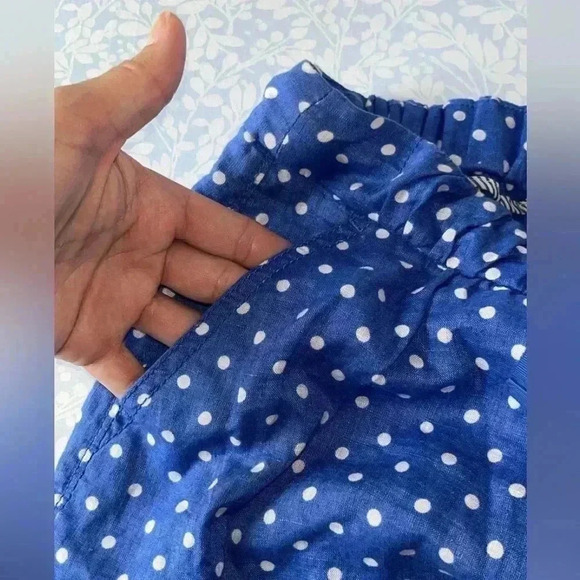 J. Crew Blue & White 100% Linen polka dot high-waisted lined skirt  SIZE 8 - Picture 7 of 12